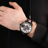 Buy Shop Diesel Mega Chief Chronograph Silver Dial Black Leather Strap Watch For Men - DZ4512 USA Online