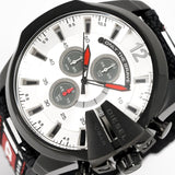 Buy Shop Diesel Mega Chief Chronograph Silver Dial Black Leather Strap Watch For Men - DZ4512 USA Online
