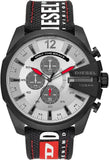 Buy Shop Diesel Mega Chief Chronograph Silver Dial Black Leather Strap Watch For Men - DZ4512 USA Online