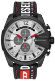 Buy Shop Diesel Mega Chief Chronograph Silver Dial Black Leather Strap Watch For Men - DZ4512 USA Online