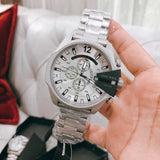 Buy Shop Diesel Mega Chief Chronograph Silver Dial Silver Steel Strap Watch For Men - DZ4501 USA Online