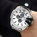 Buy Shop Diesel Mega Chief Chronograph Silver Dial Silver Steel Strap Watch For Men - DZ4501 USA Online
