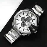 Buy Shop Diesel Mega Chief Chronograph Silver Dial Silver Steel Strap Watch For Men - DZ4501 USA Online