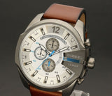 Buy Shop Diesel Mega Chief Chronograph White Dial Brown Leather Strap Watch For Men - DZ4280 USA Online