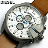 Buy Shop Diesel Mega Chief Chronograph White Dial Brown Leather Strap Watch For Men - DZ4280 USA Online