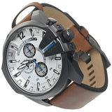 Buy Shop Diesel Mega Chief Chronograph White Dial Brown Leather Strap Watch For Men - DZ4280 USA Online