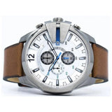 Buy Shop Diesel Mega Chief Chronograph White Dial Brown Leather Strap Watch For Men - DZ4280 USA Online