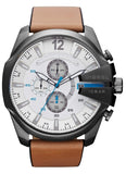 Buy Shop Diesel Mega Chief Chronograph White Dial Brown Leather Strap Watch For Men - DZ4280 USA Online