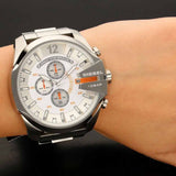 Buy Shop Diesel Mega Chief Chronograph White Dial Silver Steel Strap Watch For Men - DZ4328 USA Online