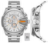 Buy Shop Diesel Mega Chief Chronograph White Dial Silver Steel Strap Watch For Men - DZ4328 USA Online