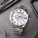 Buy Shop Diesel Mega Chief Chronograph White Dial Silver Steel Strap Watch For Men - DZ4477 USA Online
