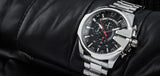 Buy Shop Diesel Mega Chief Chronograph Black Dial Silver Steel Strap Watch For Men - DZ4308 USA Online