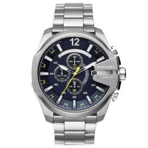 Buy Shop Diesel Mega Chief Chronograph Blue Dial Silver Steel Strap Watch For Men - DZ4465 USA Online