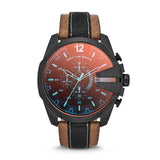 Buy Shop Diesel Mega Chief Quartz Black Dial Two Tone Leather Strap Watch For Men - DZ4305 USA Online