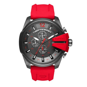 Buy Shop Diesel Mega Chief Chronograph Black Dial Red Silicone Strap Watch For Men - DZ4427 USA Online