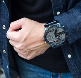 Buy Shop Diesel Daddy 2.0 Chronograph Grey Dial Blue Steel Strap Watch For Men - DZ7414 USA Online