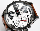 Diesel Mr. Daddy 2.0 Chronograph Silver Dial Brown Leather Strap Watch For Men - DZ7394