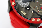 Diesel Mr Daddy 2.0 Chronograph Grey Dial Red Rubber Strap Watch For Men - DZ7430