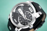 Buy Shop Diesel Mini Daddy Black Silver Dial Black Leather Strap Watch For Men - DZ7307 USA Online