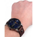 Buy Shop Diesel Mini Daddy Analog Blue Dial Brown Leather Strap Watch For Men - DZ7339 USA Online