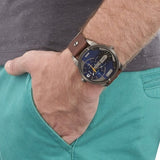 Buy Shop Diesel Mini Daddy Analog Blue Dial Brown Leather Strap Watch For Men - DZ7339 USA Online