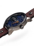 Buy Shop Diesel Mini Daddy Analog Blue Dial Brown Leather Strap Watch For Men - DZ7339 USA Online