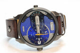 Buy Shop Diesel Mini Daddy Analog Blue Dial Brown Leather Strap Watch For Men - DZ7339 USA Online