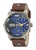 Buy Shop Diesel Mini Daddy Analog Blue Dial Brown Leather Strap Watch For Men - DZ7339 USA Online