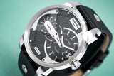 Buy Shop Diesel Mini Daddy Black Silver Dial Black Leather Strap Watch For Men - DZ7307 USA Online