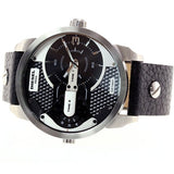 Buy Shop Diesel Mini Daddy Black Silver Dial Black Leather Strap Watch For Men - DZ7307 USA Online