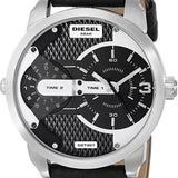 Buy Shop Diesel Mini Daddy Black Silver Dial Black Leather Strap Watch For Men - DZ7307 USA Online