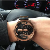 Buy Shop Diesel Mini Daddy Dual Time Black & Gold Dial Black Leather Strap Watch For Men - DZ7317 USA Online