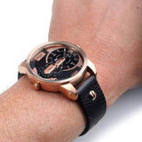 Buy Shop Diesel Mini Daddy Dual Time Black & Gold Dial Black Leather Strap Watch For Men - DZ7317 USA Online