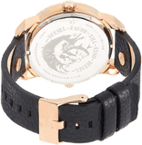 Buy Shop Diesel Mini Daddy Dual Time Black & Gold Dial Black Leather Strap Watch For Men - DZ7317 USA Online
