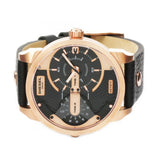 Buy Shop Diesel Mini Daddy Dual Time Black & Gold Dial Black Leather Strap Watch For Men - DZ7317 USA Online