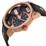 Buy Shop Diesel Mini Daddy Dual Time Black & Gold Dial Black Leather Strap Watch For Men - DZ7317 USA Online