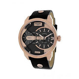Buy Shop Diesel Mini Daddy Dual Time Black & Gold Dial Black Leather Strap Watch For Men - DZ7317 USA Online