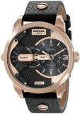 Buy Shop Diesel Mini Daddy Dual Time Black & Gold Dial Black Leather Strap Watch For Men - DZ7317 USA Online