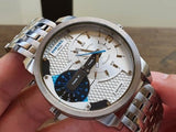 Buy Shop Diesel Mini Daddy Dual Time Silver Dial Stainless Steel Watch For Men - DZ7305 USA Online