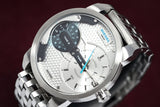 Buy Shop Diesel Mini Daddy Dual Time Silver Dial Stainless Steel Watch For Men - DZ7305 USA Online