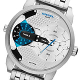 Buy Shop Diesel Mini Daddy Dual Time Silver Dial Stainless Steel Watch For Men - DZ7305 USA Online