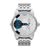 Buy Shop Diesel Mini Daddy Dual Time Silver Dial Stainless Steel Watch For Men - DZ7305 USA Online