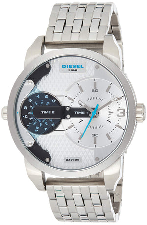 Buy Shop Diesel Mini Daddy Dual Time Silver Dial Stainless Steel Watch For Men - DZ7305 USA Online