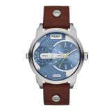 Buy Shop Diesel Mini Daddy LIght Blue Dial Brown Leather Strap Watch For Men - DZ7321 USA Online