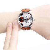 Buy Shop Diesel Mini Daddy Silver Dial Brown Leather Strap Watch For Men - DZ7309 USA Online