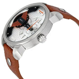 Buy Shop Diesel Mini Daddy Silver Dial Brown Leather Strap Watch For Men - DZ7309 USA Online