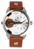 Buy Shop Diesel Mini Daddy Silver Dial Brown Leather Strap Watch For Men - DZ7309 USA Online