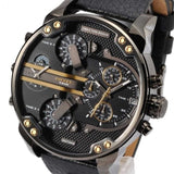 Buy Shop Diesel Mr Daddy 2.0 Chronograph Black Dial Black Leather Strap Watch For Men - DZ7348 USA Online