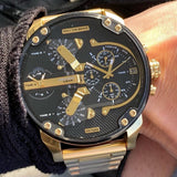 Buy Shop Diesel Mr Daddy 2.0 Chronograph Black Dial Gold Steel Strap Watch For Men - DZ7333 USA Online