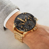 Buy Shop Diesel Mr Daddy 2.0 Chronograph Black Dial Gold Steel Strap Watch For Men - DZ7333 USA Online